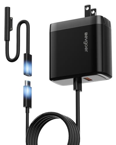 EG evgoer 65W Surface Pro Charger,Microsoft Windows Surface Charger for Surface Pro 3/4/5/6/7/8/9/10/X/11/12 Power Adapter,Compatible for Both Microsoft Surface Book/Laptop/Tablet,Support 44W 36W