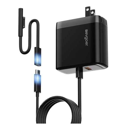 65W Surface Pro Charger,Microsoft Surface Charger for Surface Pro 3-12,Compatible for Both Microsoft Surface Book/Laptop/Go and All USB-C Devices,Support 44W 36W