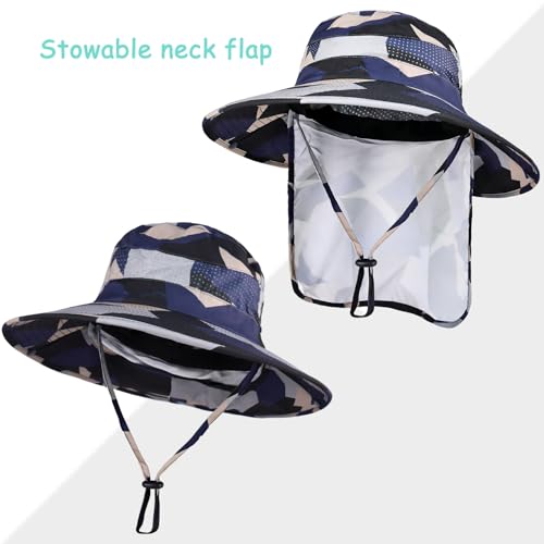 Image of Sun Hats for Men Women, UPF 50+ Protection Fishing Hat with Neck Flap