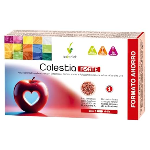 Novadiet - COLESTIA FORTE 60 Cap con Arroz Fermentado, Levadura Roja, Bergamota, Berberis Aristata, Policosanol Caña Azúcar y Coenzima Q10 - Ayuda Mantener Niveles Colesterol y Sistema Circulatorio