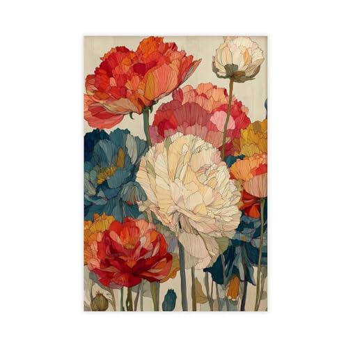 BNCEDJK Stampa artistica da parete su tela con peonie per camera da letto, decorazione paesaggistica, idea regalo, 50 x 75 cm
