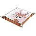 Ciervo Lindo Bandeja De Valet De Cuero Bandeja De Joyería Caja De Dados Bandeja De Cabecera Bandeja De Cuero De La Pu 16x16cm