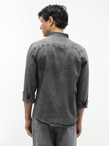Image of Urbano Fashion Men's Regular Fit Full Sleeve Washed Denim Shirt