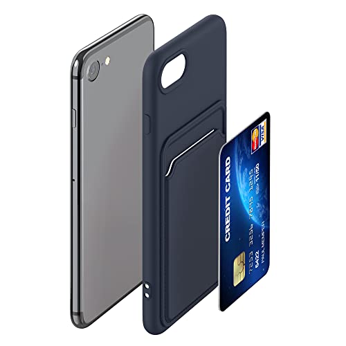 kwmobile Case Compatible with Apple iPhone SE (2022) / SE (2020) / 8/7 Case - TPU Phone Cover with Credit Card Holder - Dark Blue by kwmobile - Image 5