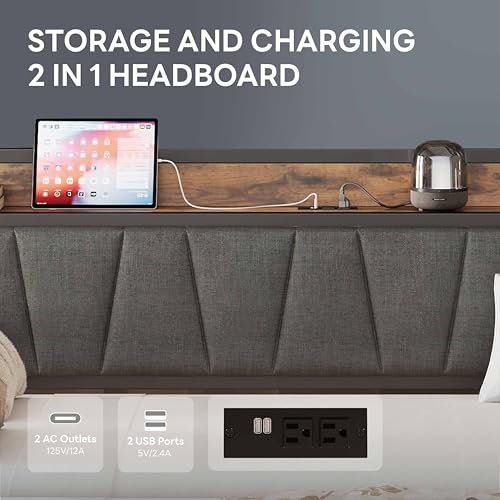 image for LIKIMIO Daybed with Trundle Bed, Twin Bed Frame with Storage Headboard