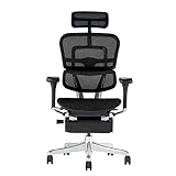 【組立設置付】エルゴヒューマン2(Ergohuman2) オフィスチェア ヘッドレスト付き オットマン内蔵 メモリーロッキング機能付き PUキャスター プロ オットマン フレーム:ブラック メッシュ:ブラック EHP2-LPL-DR-BF-BK(PU) 関家具 445396