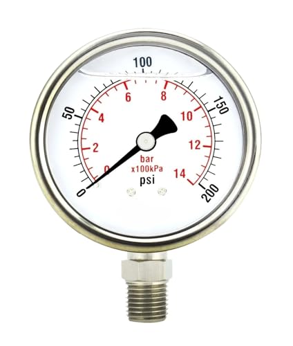 Manomètre 200 psi en acier inoxydable à bain d'huile cadran 2 pouces