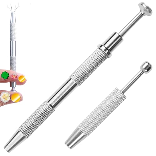 LUKLUKTAISUN Piercing Taper Ball Grabber Tool for Changing Jewelry -Tool for picking up chips, jewelry, diamonds, and coins（2PCS，Silver）