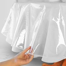 Violet Linen Heavy Duty Clear Vinyl Plastic Transparent Tablecloth Protector, 100% Waterproof, Oil Spill Proof, Vinyl Table Protector Crystal Clear, Clear, 60 inch Round, Tablecloth Cover