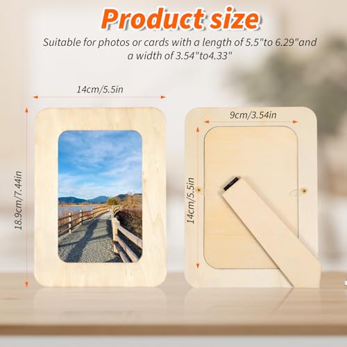 Falzqq 20 Pack Wooden Picture Frames for Crafts, 4 x 6 Inches DIY Wooden Photo Frame with Stand Original Wood Color Unfinished Standing Photo Frames for Weddings, Parties, Birthdays, Homes, DIY Crafts - Thumbnail 2