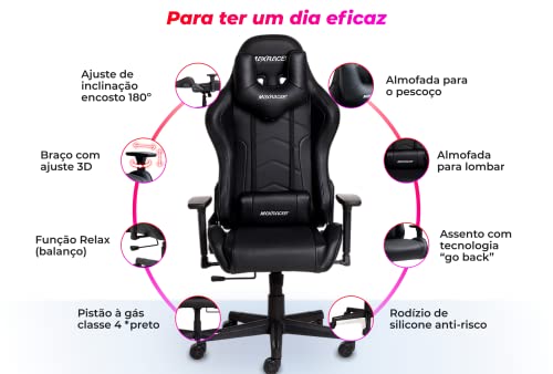 MAX RACER - Cadeira Gamer Tactical - Cadeira Ergonômica para Jogos, Poltronas Gamer - Braços 3D, Tec
