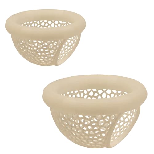 2Pcs Betta Fish Tank Accessories | Aquarium Floating Betta Fish Cave & Shrimp Hide | 3D Printed Feeding and Resting Shelter for Small Shrimp (Beige)