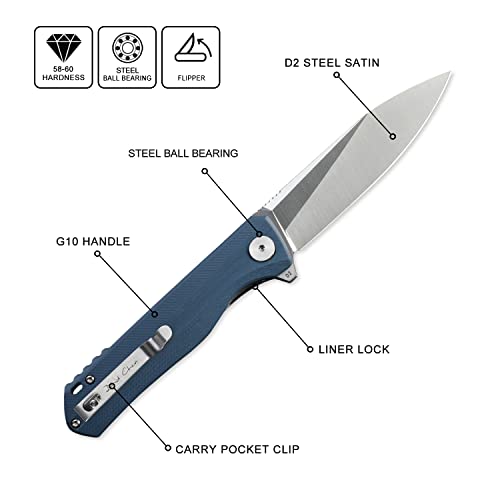 Image of Petrified fish PF818 3.54 inch D2 Steel Satin Blade Pocket Folding Knife