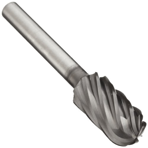 PFERD Cylindrical Carbide Bur, Clog-Resistant, AlTiN Finish, Single Cut, Radius End, 1/4