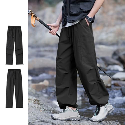 Men's Casual Cargo Pants Elastic Waist Drawstring Loose Fit Jogger Sweatpants Outdoor Hiking Streetwear2