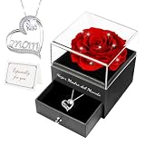 Miofula Rosa Eterna Regalo Madre,Rosa Eterna Natural Flores Preservadas con Collar Plata Regalo Mama,Regalos Originales para Madres,Regalo Cumpleaños Madre,Flor Eterna Regalos Navidad Dia de la Madre