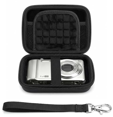 TLDBATICE Etui na aparat cyfrowy dla Kodak Pixpro FZ55/ FZ45/ C1, wodoszczelna twarda obudowa EVA, etui na aparat z siateczką, etui na aparat cyfrowy na baterie, kable USB, karty SD, czarny