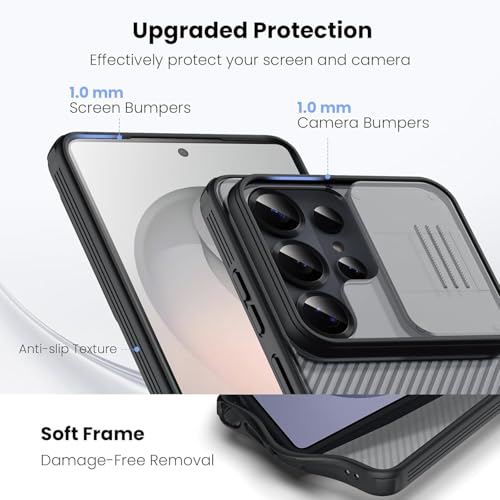 Image of Nilkin Classic Series Compatible for Samsung S26 Ultra Case with Camera Cover, [Camera Lens Protector] [Scratch-Resistant] [360 Full Protection] Shockproof Slim Phone Case (TP-Black, S26Ultra)
