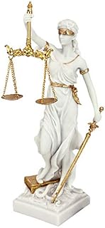 Design Toscano WU71832 Themis Blind Lady of Justice Statue Lawyer Gift, 33 cm, Bonded Marble Polyresin, White