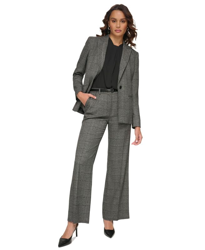 Calvin Klein Women's Menswear-Inspired One-Button Blazer (Charcoal, 4)4