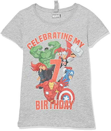 T-shirt Marvel 7 ans pour fille en coton gris chiné taille XS