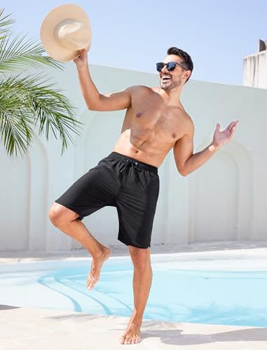 SILKWORLD Mens Swim Trunks with Compression Liner 9 Inch Long Bathing Suit 2 in 1 Beach Quick Dry Shorts with Pockets4