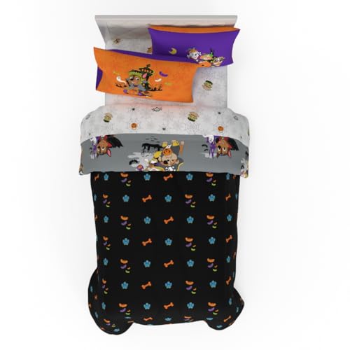 Image of Paw Patrol Kids Halloween Bedding 5 Piece Super Soft Cozy Reversible Comforter and Sheet Set with Sham, Twin, (Officially Licensed Product) By Franco
