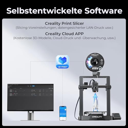 Creality Ender-3 V3 KE 3D Drucker, 500mm/s schnellere Druckgeschwindigkeit FDM Drucker mit Auto-Nivellierung, 3D Printer mit Sprite Direct Extruder, Druckgröße 220x220x240mm