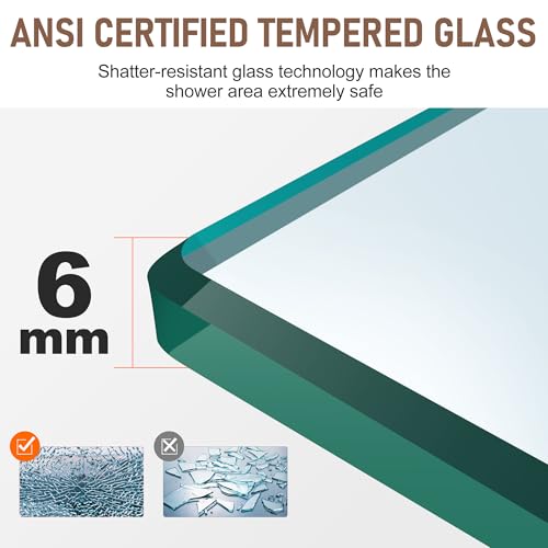 SUNNY SHOWER 32\" W x 72\" H Frameless Bifold Shower Door, 1/4\" Clear Tempered Glass Black Finish Hardware Easy Installation - Thumbnail 5