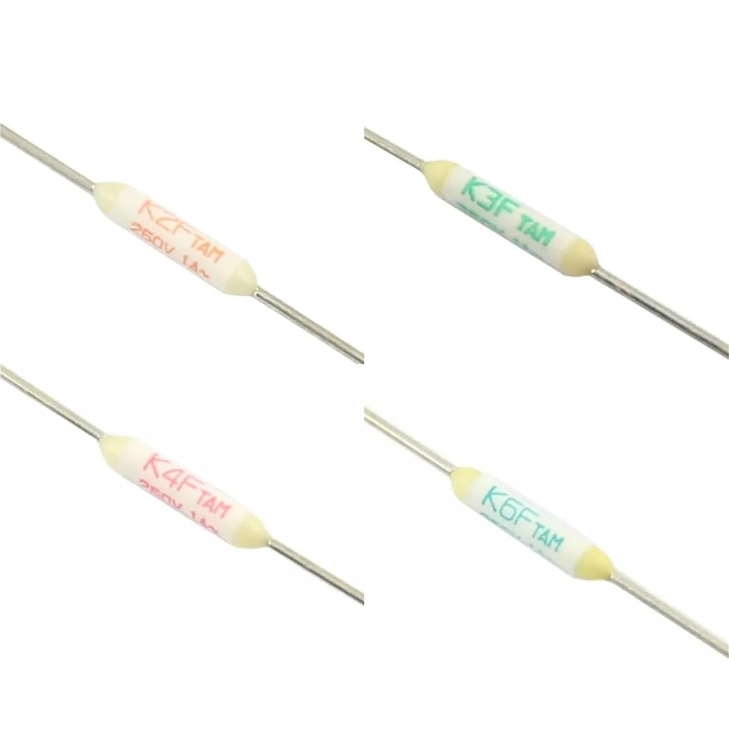 Thermal Fuse Links Axial Lead TF 1A 250V / 2A 125V 3A 50V DC Temperature K2F K3F K4F K6F 5Pcs(127C 1A 250V K4F)