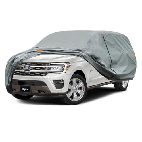 Image of Kayme Heavy Duty SUV Car Cover Custom Fit Ford Expedition MAX EL LWB Waterproof All Weather for Automobiles, Full Exterior Covers Sun Rain UV Protection.（Deliver About 3-10 Days）