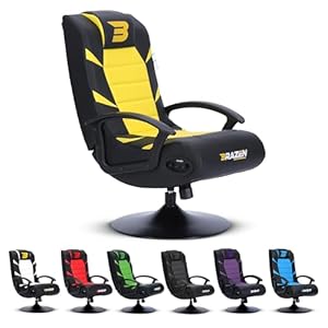 BraZen Kids Gaming Chairs for Kids Gaming Chair with Speakers Subwoofer Bluetooth Compatible All Games Consoles Small Junior Foldable Rocker Video Games Chairs Speakers British Brand Pride – Yellow