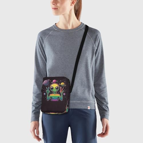 MCHIVER Small Messenger Bag Lgbt Peace Alien Black Crossbody Bag for Men Women Handbags Fanny Packs for Concert Beach Travel2