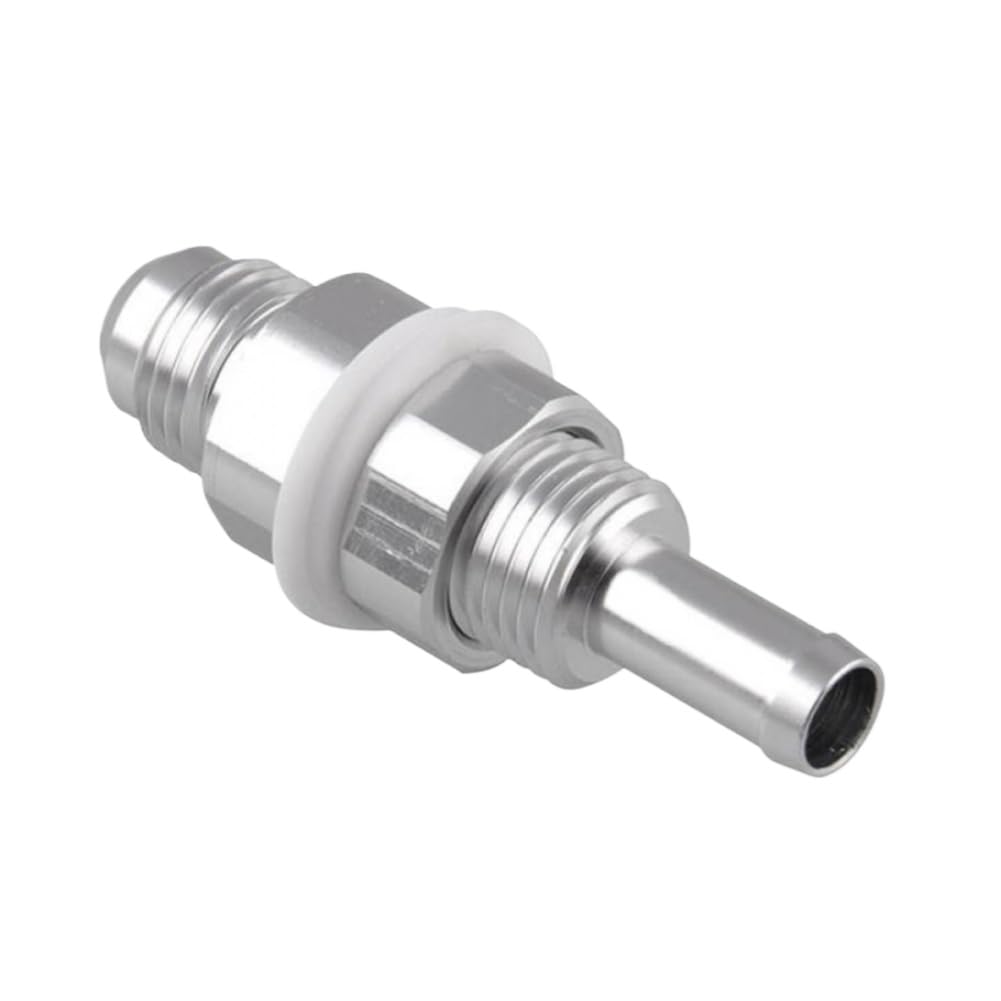 Aluminum Silver AN6 to 5/16 Bulkhead Hose Barb Connector Compatible with Fuel Tanks and Fuel Cells