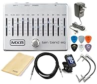 The MXR Ten Band EQ lets you tune your bass or guitar rig in seconds, and it's been upgraded with noise-reduction circuitry, true bypass switching, a lightweight aluminum housing, brighter LEDs, and a second output. 10-band graphic EQ pedal for guita...