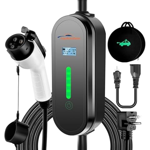 TopAutoGear Electric Vehicle Charger Level 1 & 2 16 Amp EV Charging Station Includes NEMA5-15P & 6-20 Plug, Compatible with J1772 Electric Cars Household Travel Travel Portable Charger Cover