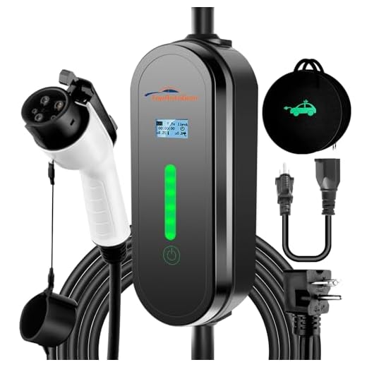 TopAutoGear Portable EV Charger Level 1 & 2, 110V-240V, 8-16A Adjustable, NEMA 6-20 Plug with 5-15 Adapter, 17ft, Emergency Backup Travel Cable, Compatible with All J1772 EVs