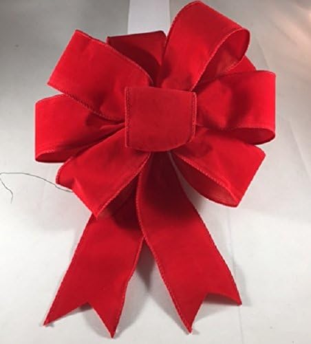 Wreaths For Door Wired Red Velvet Ribbon with Red Edge Handmade Christmas Bows with Wired Edge 9 Inch Diameter Red Bow