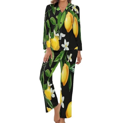Ensemble de pyjama femme boutonné haut et pantalon au design aquarelle chic