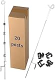 RiteFENCE PK20 Pigtail Step-in Posts for Electric Fences, Rod Diameter 0.32 inch (8mm) x 41inch Height with 80 Extra insulators That can Clip onto The Posts
