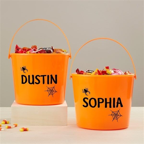 Miniatura 3 de Personalization Universe Cubo con luz LED de Halloween con nombre de araña, funciona con pilas, perfecto para fiesta de Halloween, 6.5 pulgadas de