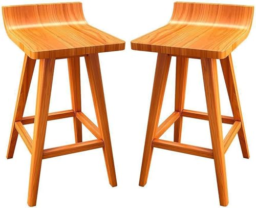 Juego de 2 taburetes de bar de cocina sin respaldo – Sillas altas con marco de madera para comedor de isla de cocina en estilo simple para el hogar (65 cm)