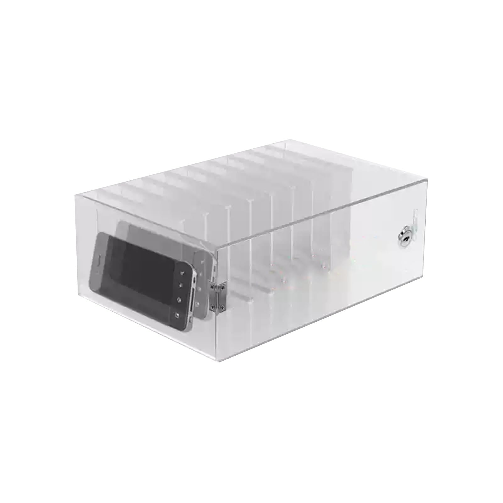 UGTFFT Mobile Phone Storage Cabinet Acrylic Mobile Phone Safe Desktop Mobile Phone Storage Rack,One Layer and One Lock Wall-Mounted,with Digital Number,Suitable for School Factory Office(10 Grid)