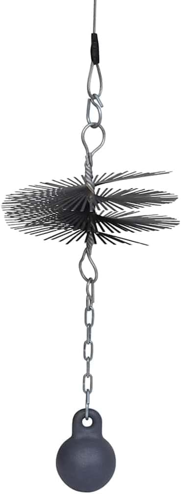 vidaXL 7.9" Round Chimney Cleaning Brush with Steel Wire and Thread- Easy Application, Durable Chimney Cleaning Tool- Includes Ball with Chain