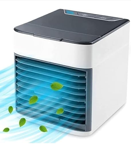 Image of Portable Air Conditioner Fan, 3-in-1 Personal Evaporative Air Cooler & Humidifier, Mini USB Desktop Cooling Fan with 3 Speeds, 7 Color LED Night Light for Home, Office, Bedroom, and Dorm (White)