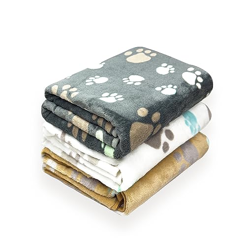 LeapSheep Dog Blankets Washable Thick Fleece Pet Blankets for Dogs Comfortable Warm Dog Blanket Large Washable Dog Blanket for Small Medium Large Pets (Big Paws, M)