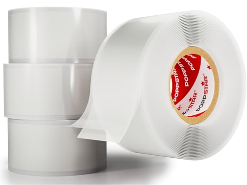 Cinta de silicona autosellante de 3m x 25mm POPPSTAR transparente pack de 4 rollos aislantes de agua