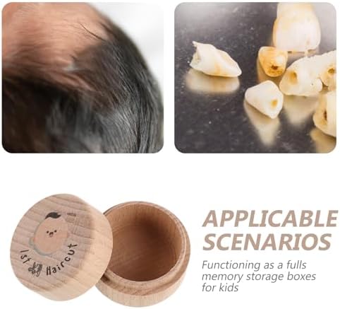 FUOYLOO Wooden Baby Tooth Keepsake Box Teeth Storage Organizer for First and Baby Hair, Memory Holder for Home Or, 2.4 X 1.2 Inch - 4