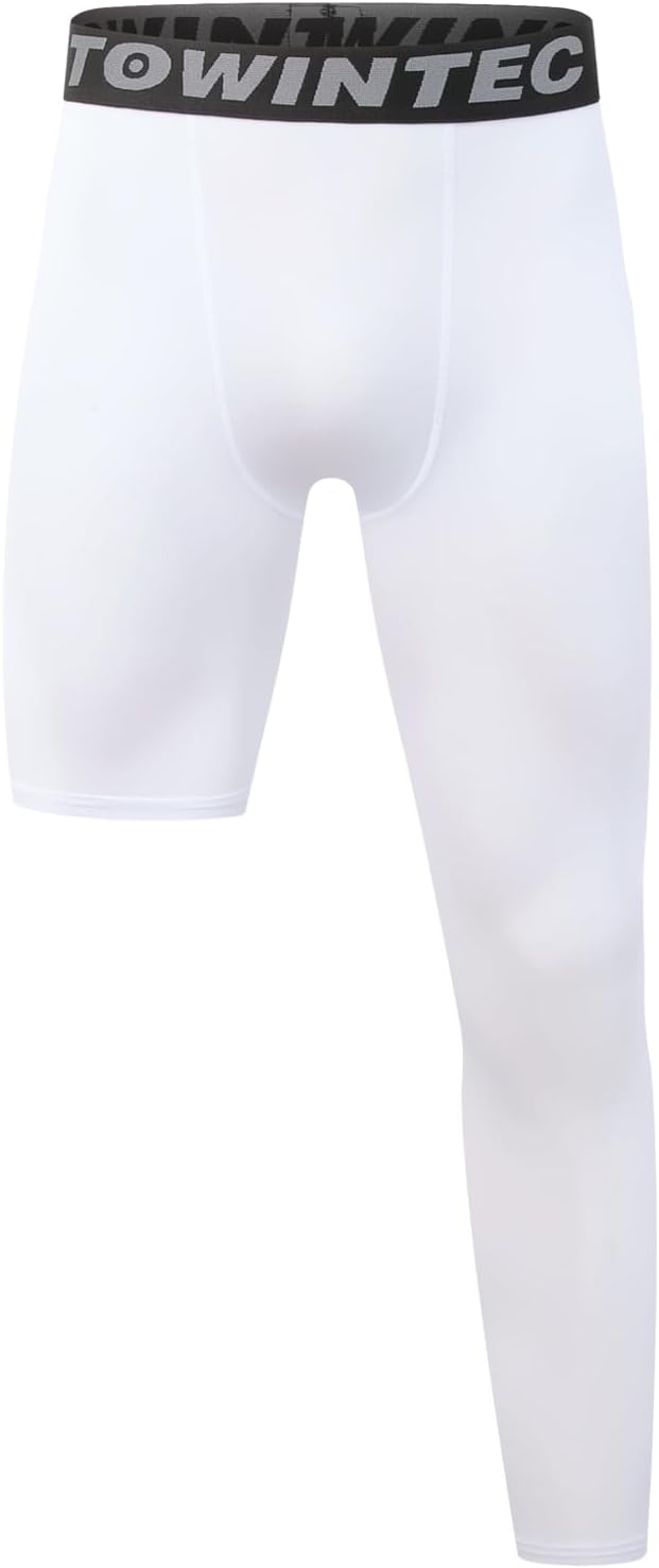 Youth Boys One Leg Compression Pants Kids Compression Tights Boys Leggings Base Layer Sports Teens Single Leg Basketball Tights Running Workout Athletic Quick Dry Underwear Trousers