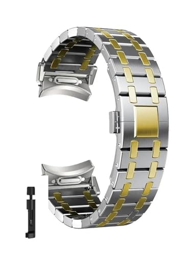 SRMVRNKNNK ���Ԃ̂Ȃ����^���X�g���b�v�BFit For Samsung Fit For Galaxy Watch6 Classic 43 47mm 40 44mm 5Pro 45mm�Ƀt�B�b�g�B(Silver Gold,Watch 5 44mm)